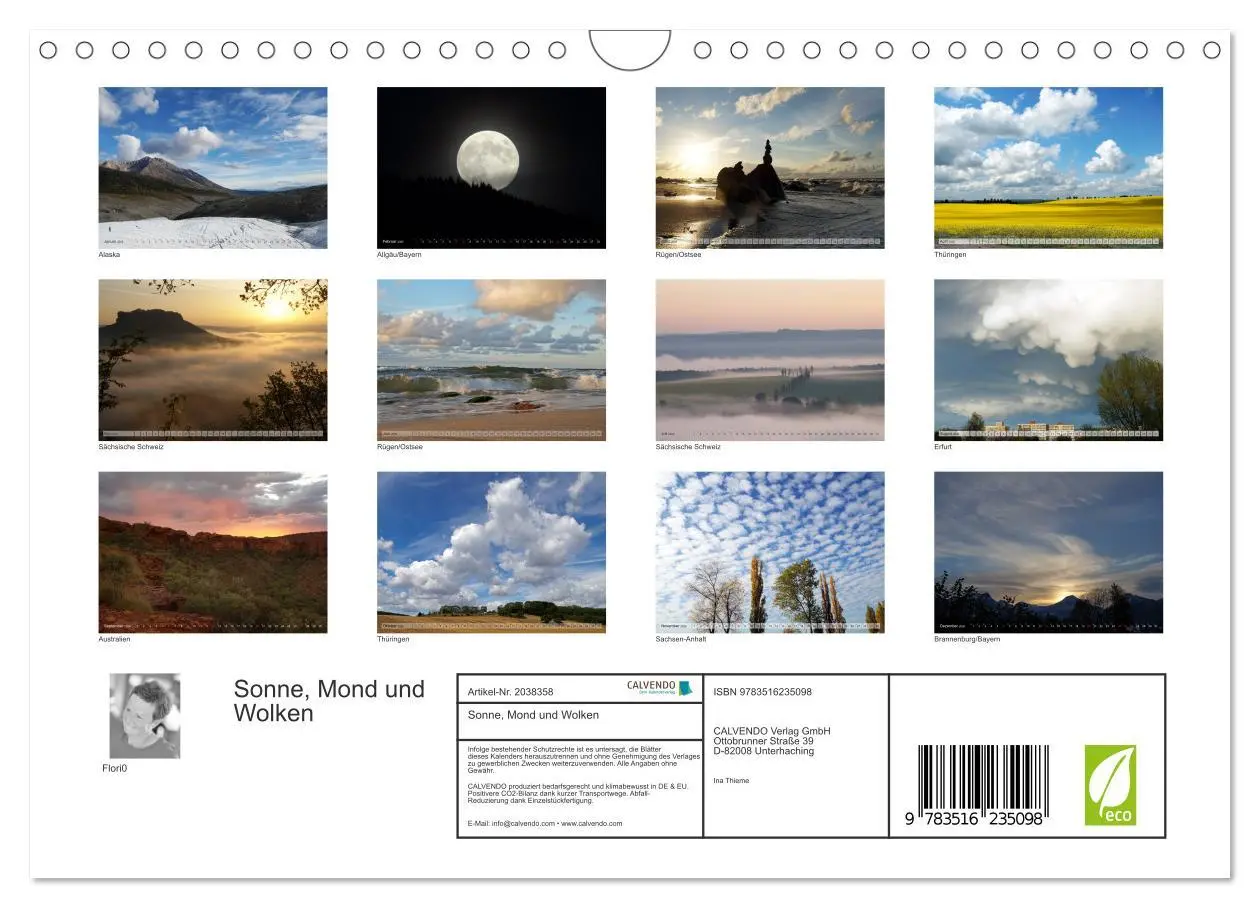 Bild: 9783516235098 | Sonne, Mond und Wolken (Wandkalender 2026 DIN A4 quer), CALVENDO...