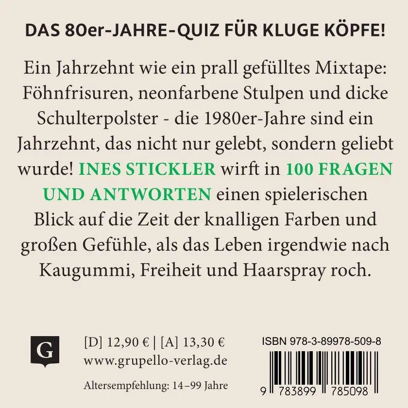 Bild: 9783899785098 | 80er-Jahre-Quiz | Ines Stickler | Taschenbuch | Quiz im Quadrat | 2026