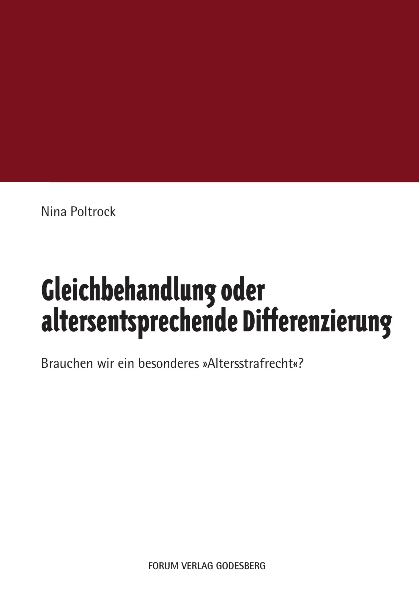 Cover: 9783942865098 | Gleichbehandlung oder altersentsprechende Differenzierung | Poltrock