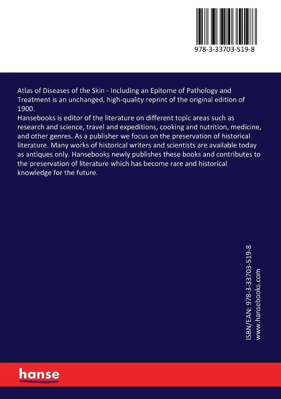 Rückseite: 9783337035198 | Atlas of Diseases of the Skin | Franz Mracek (u. a.) | Taschenbuch