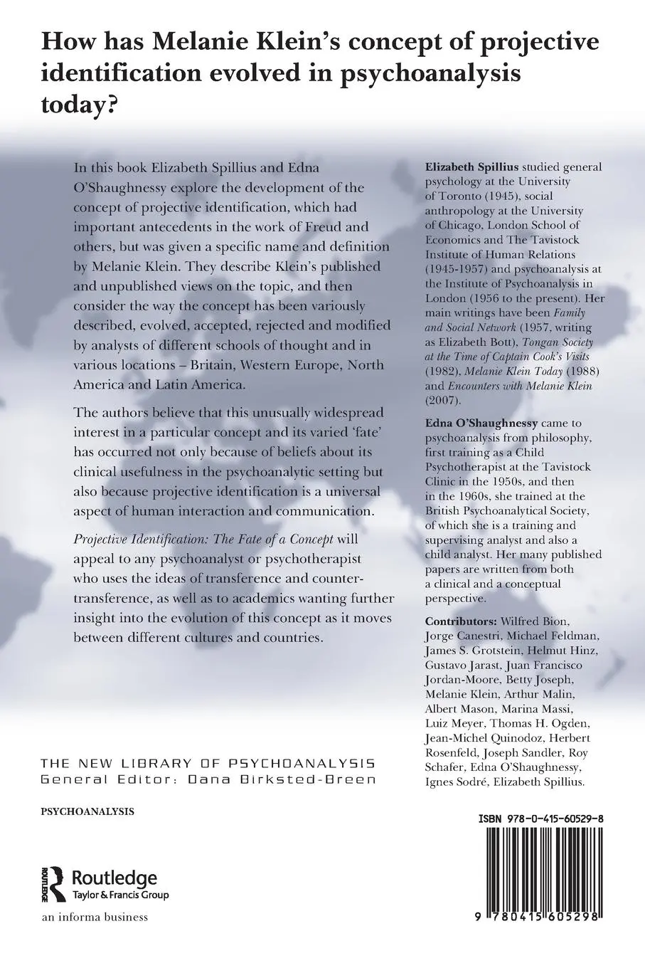 Rückseite: 9780415605298 | Projective Identification | The Fate of a Concept | Spillius (u. a.)