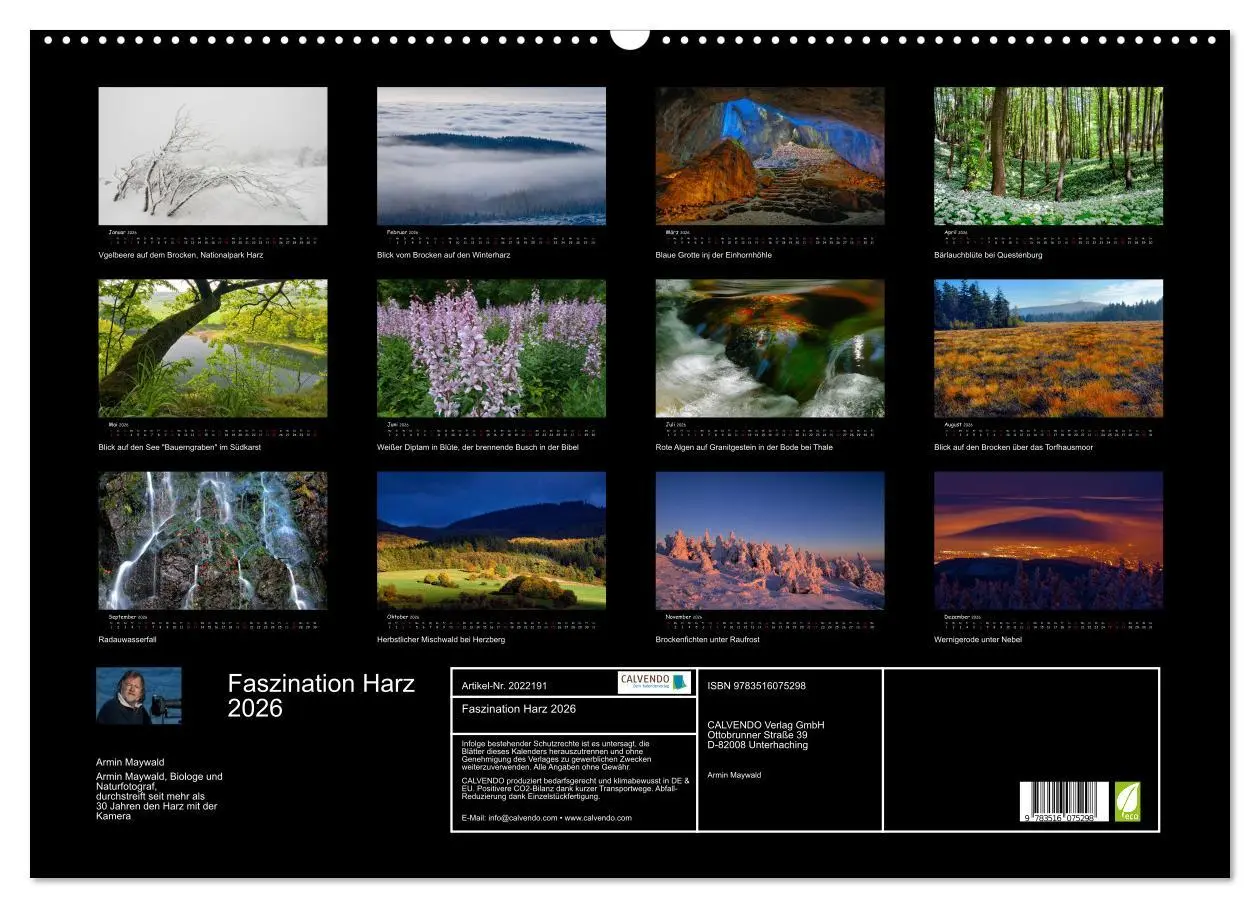 Bild: 9783516075298 | Faszination Harz 2026 (Wandkalender 2026 DIN A2 quer), CALVENDO...