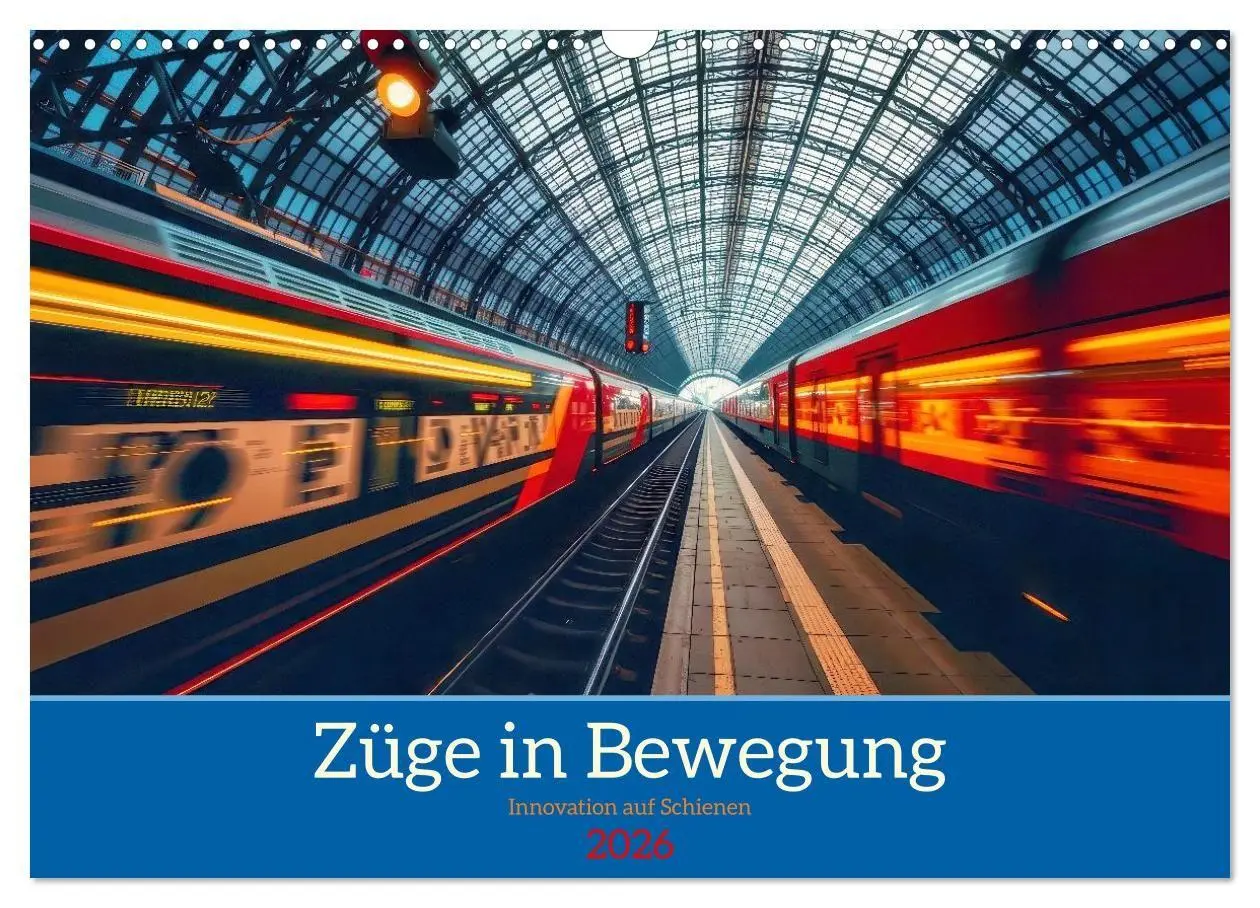 Cover: 9783516695298 | Züge in Bewegung (Wandkalender 2026 DIN A3 quer), CALVENDO...