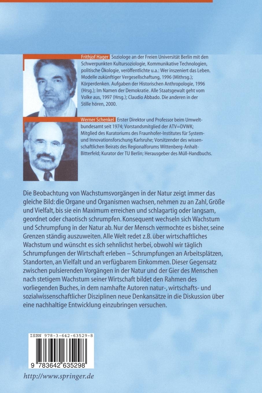 Rückseite: 9783642635298 | Schrumpfungen. Chancen für ein anderes Wachstum | Hager (u. a.) | Buch