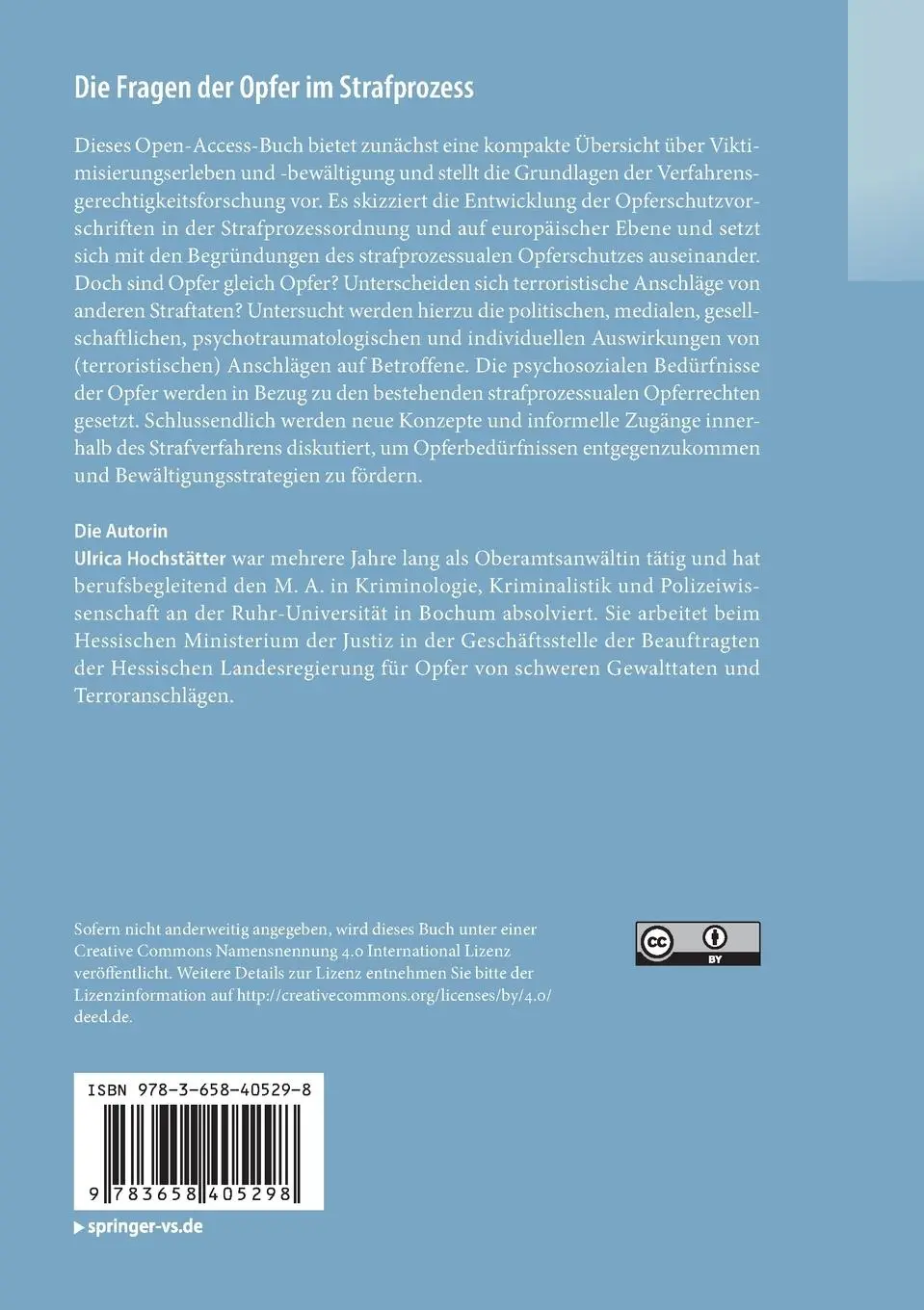 Rückseite: 9783658405298 | Die Fragen der Opfer im Strafprozess | Ulrica Hochstätter | Buch | x