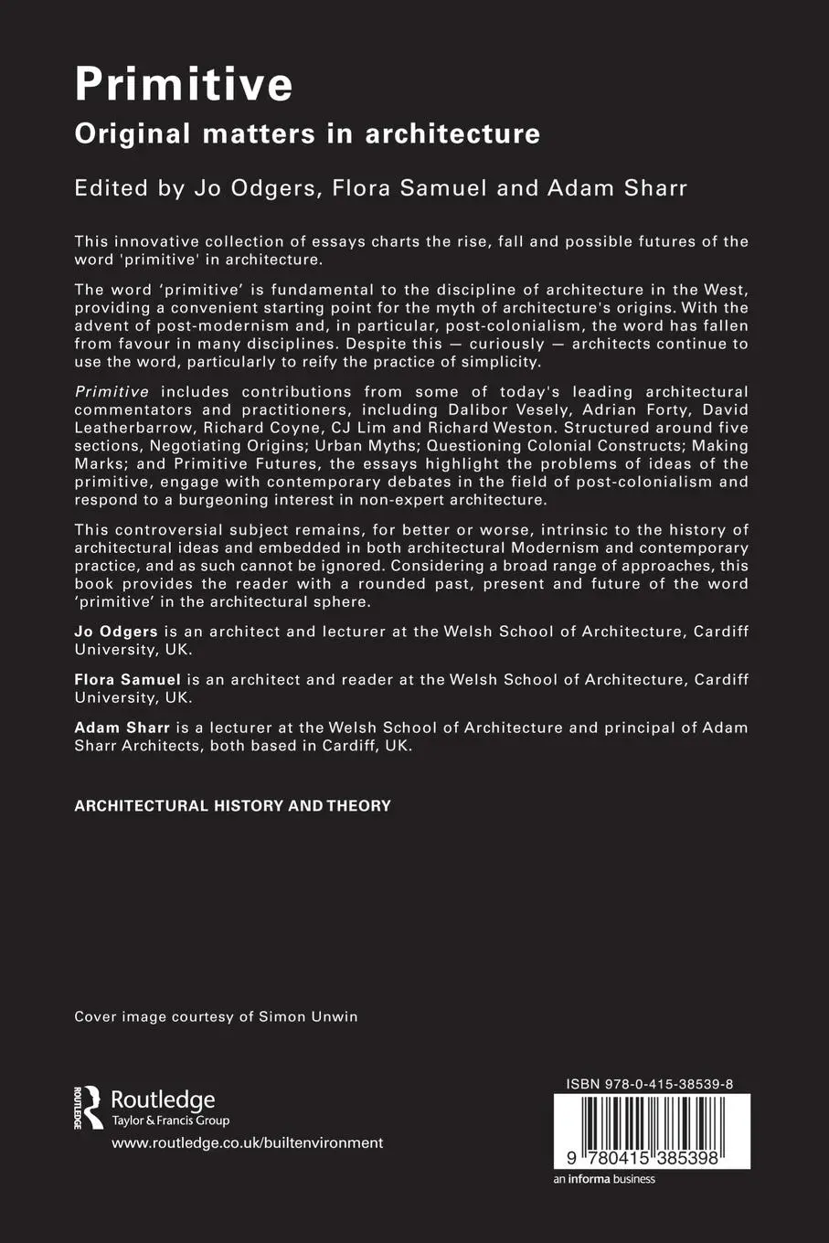 Rückseite: 9780415385398 | Primitive | Original Matters in Architecture | Jo Odgers (u. a.)
