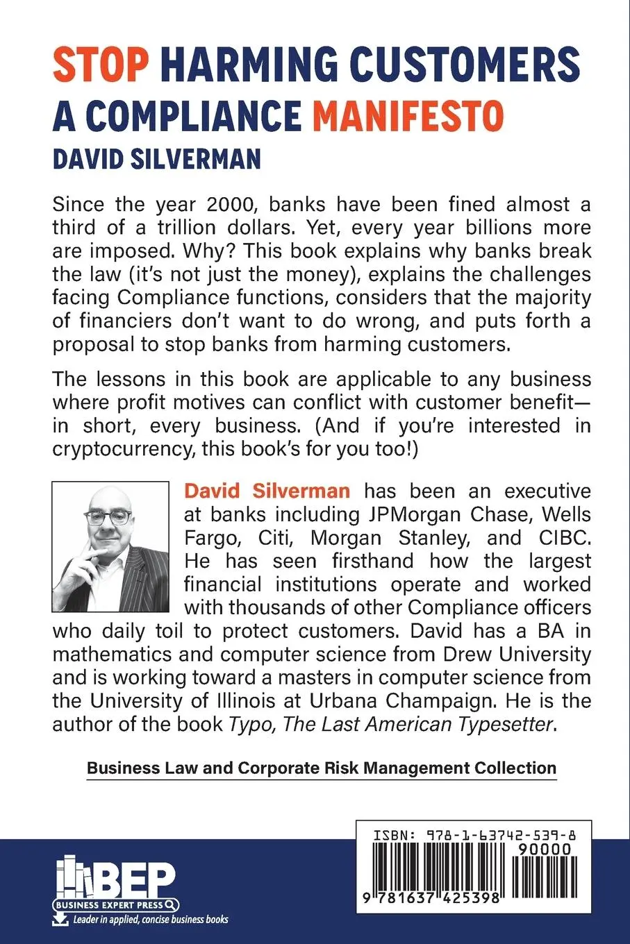 Rückseite: 9781637425398 | Stop Harming Customers | A Compliance Manifesto | David Silverman