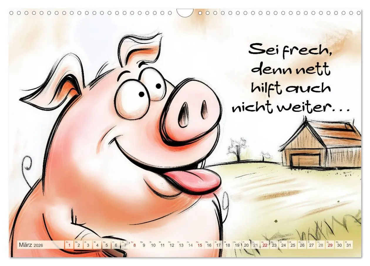 Bild: 9783457285398 | Saugute Schweinesprüche (Wandkalender 2026 DIN A3 quer), CALVENDO...