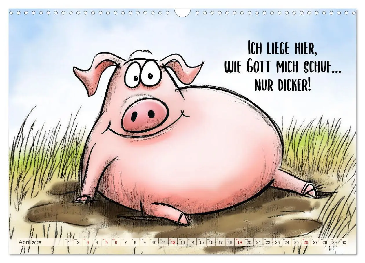 Bild: 9783457285398 | Saugute Schweinesprüche (Wandkalender 2026 DIN A3 quer), CALVENDO...