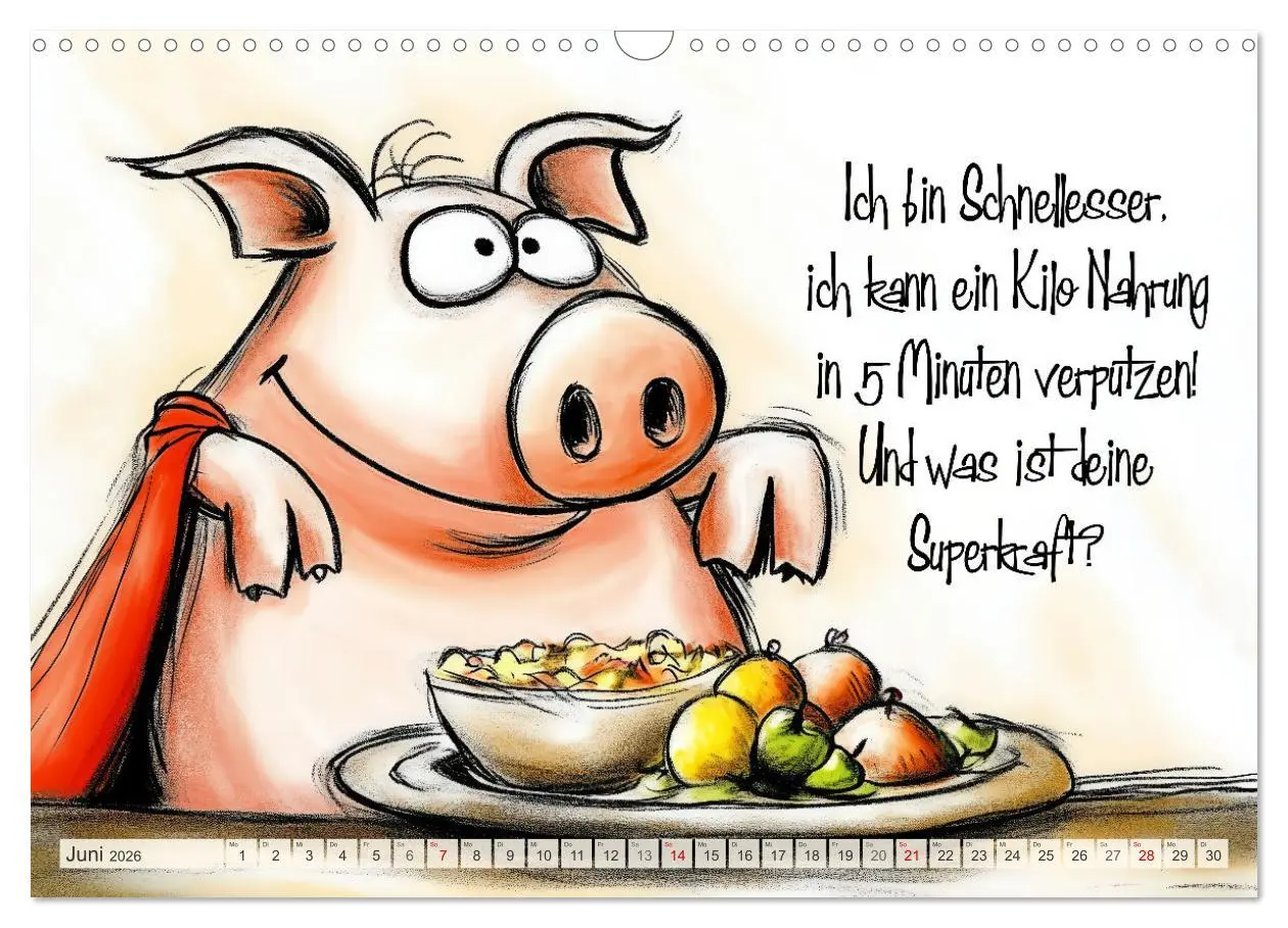 Bild: 9783457285398 | Saugute Schweinesprüche (Wandkalender 2026 DIN A3 quer), CALVENDO...