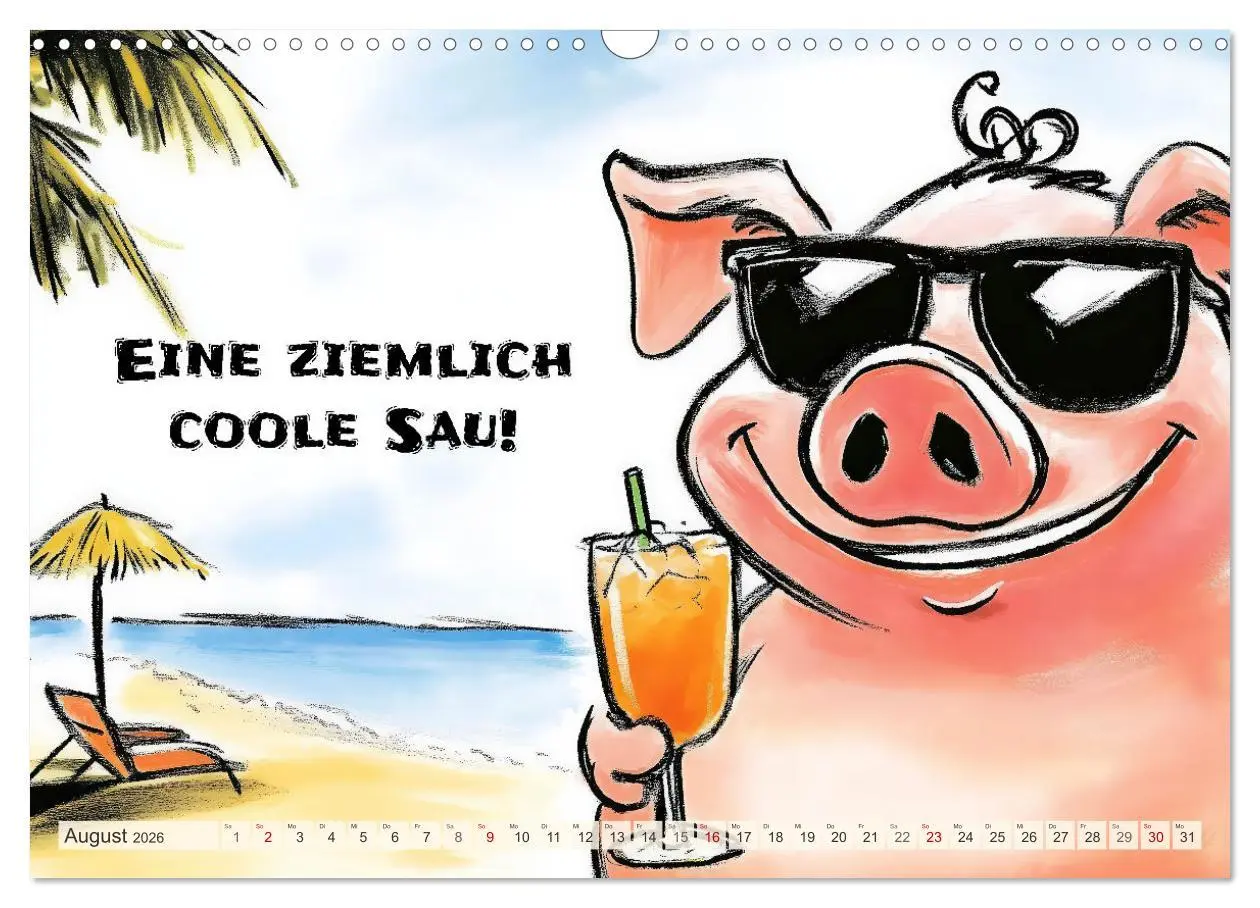 Bild: 9783457285398 | Saugute Schweinesprüche (Wandkalender 2026 DIN A3 quer), CALVENDO...