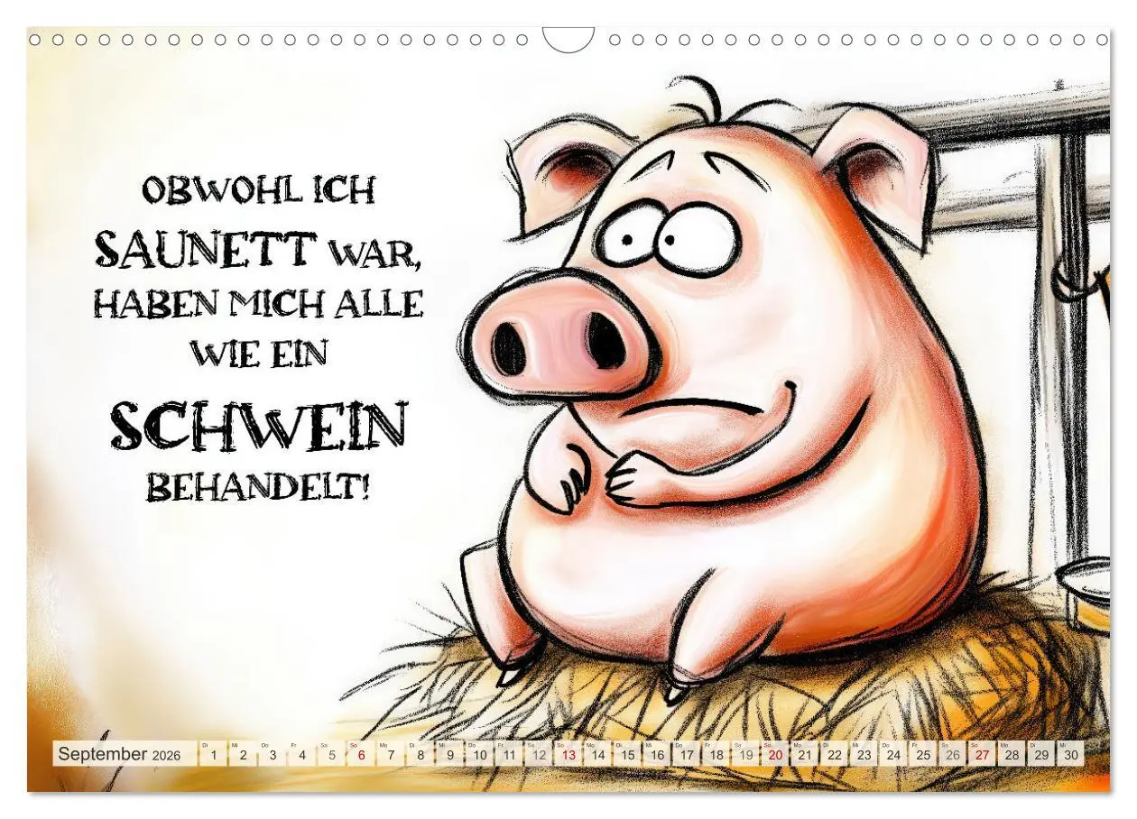 Bild: 9783457285398 | Saugute Schweinesprüche (Wandkalender 2026 DIN A3 quer), CALVENDO...
