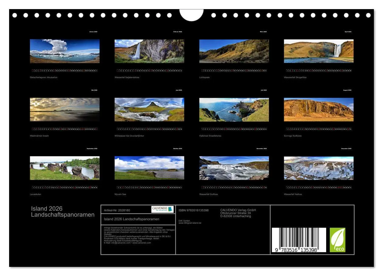 Bild: 9783516135398 | Island 2026 Landschaftspanoramen (Wandkalender 2026 DIN A4 quer),...