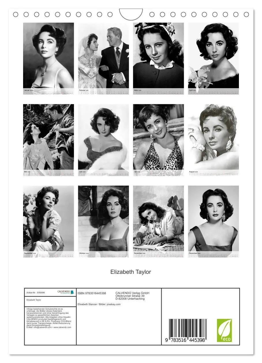Bild: 9783516445398 | Elizabeth Taylor (Wandkalender 2026 DIN A4 hoch), CALVENDO...