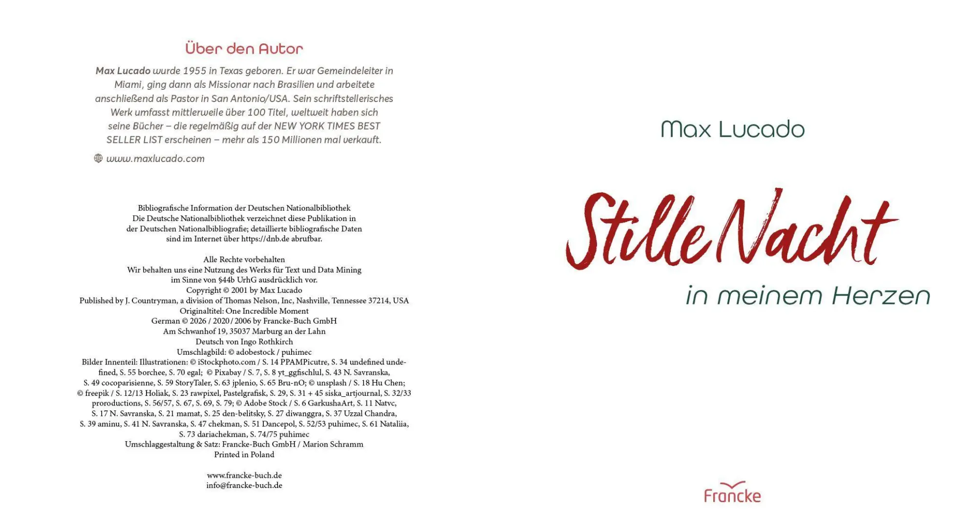 Bild: 9783963625398 | Stille Nacht in meinem Herzen | Max Lucado | Buch | 80 S. | Deutsch