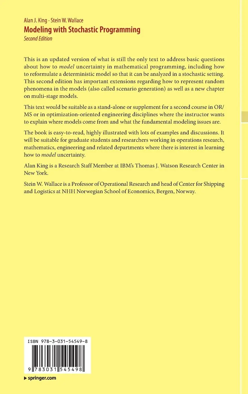 Rückseite: 9783031545498 | Modeling with Stochastic Programming | Stein W. Wallace (u. a.) | Buch