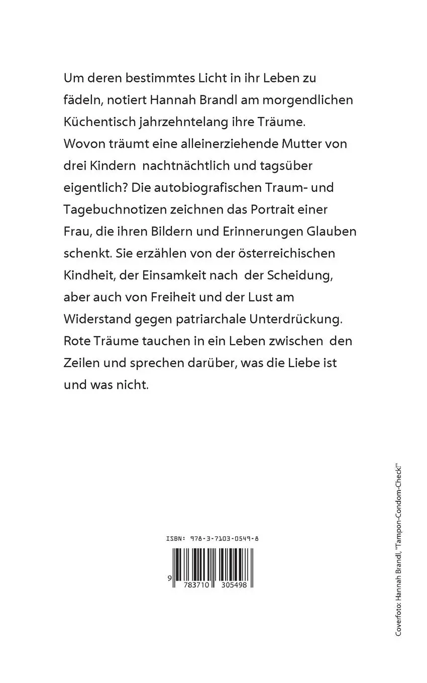 Rückseite: 9783710305498 | Rote Träume | Traum- und Tagebücher 1990 - 2020 | Hannah Brandl | Buch