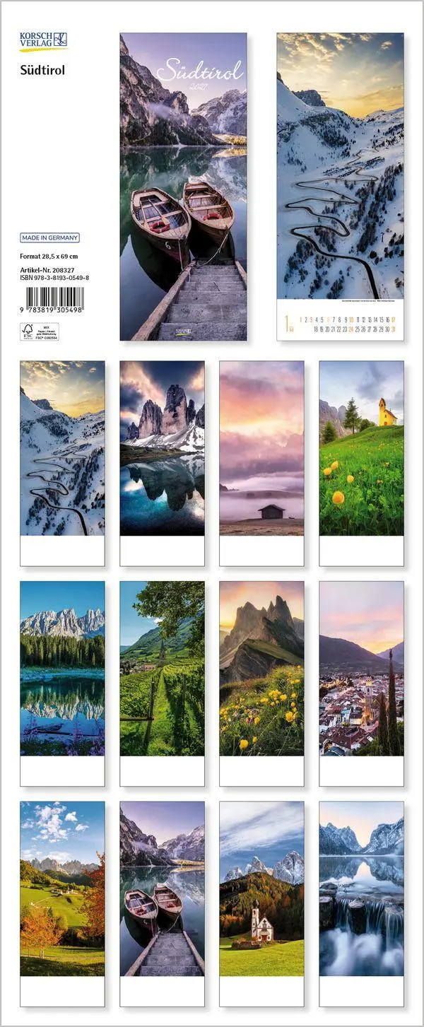 Bild: 9783819305498 | Südtirol 2027 | Verlag Korsch | Kalender | 14 S. | Deutsch | 2027
