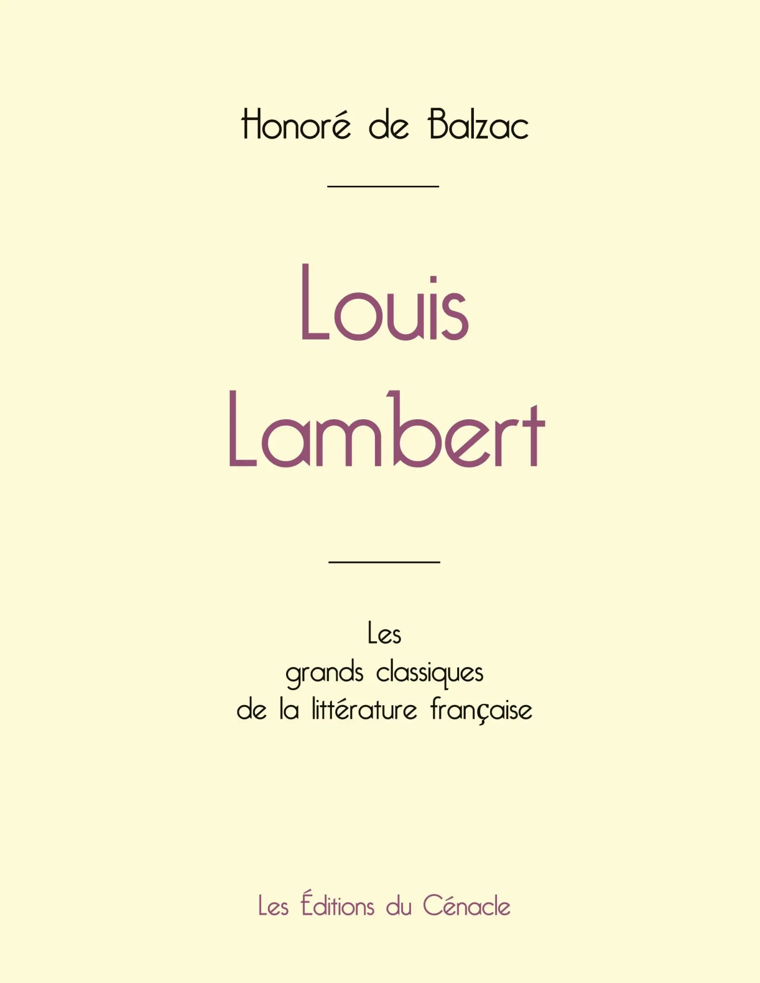 Cover: 9782759315598 | Louis Lambert de Balzac (édition grand format) | Honoré de Balzac