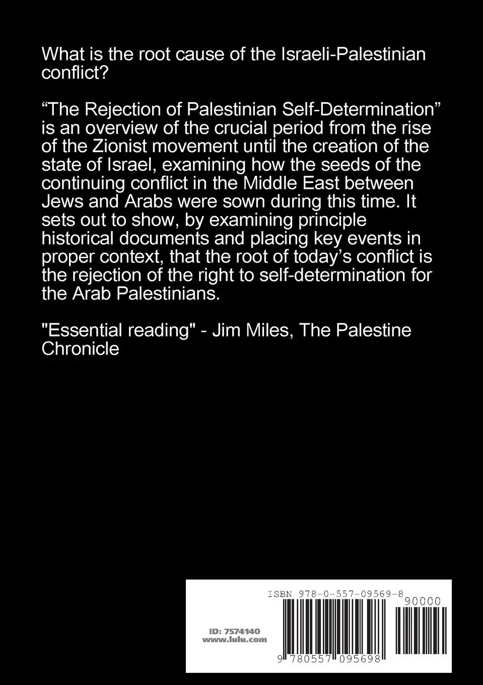 Rückseite: 9780557095698 | The Rejection of Palestinian Self-Determination | Jeremy R. Hammond