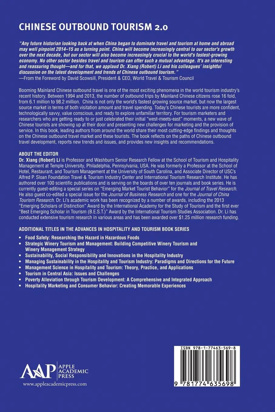 Rückseite: 9781774635698 | Chinese Outbound Tourism 2.0 | Xiang Li | Taschenbuch | Englisch
