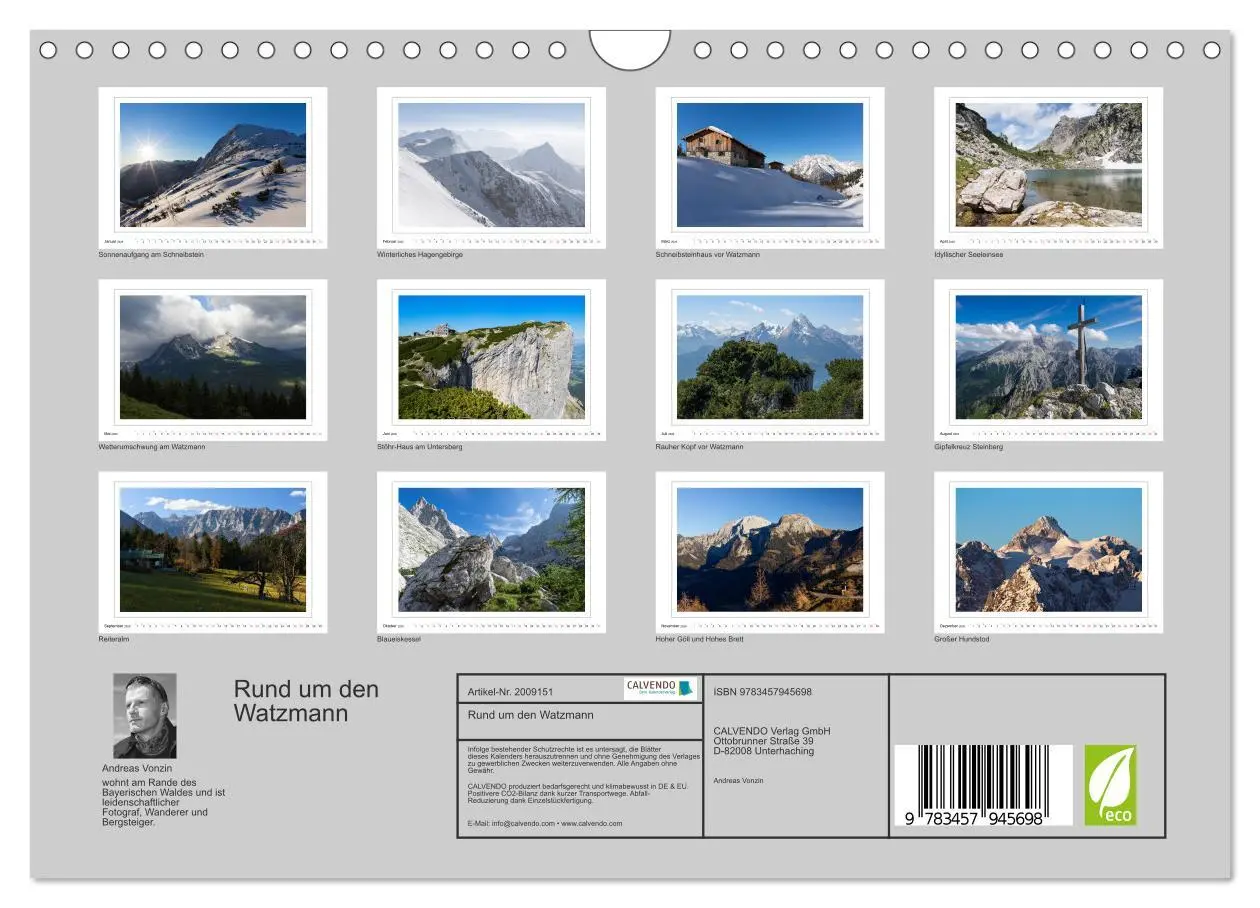 Bild: 9783457945698 | Rund um den Watzmann (Wandkalender 2026 DIN A4 quer), CALVENDO...
