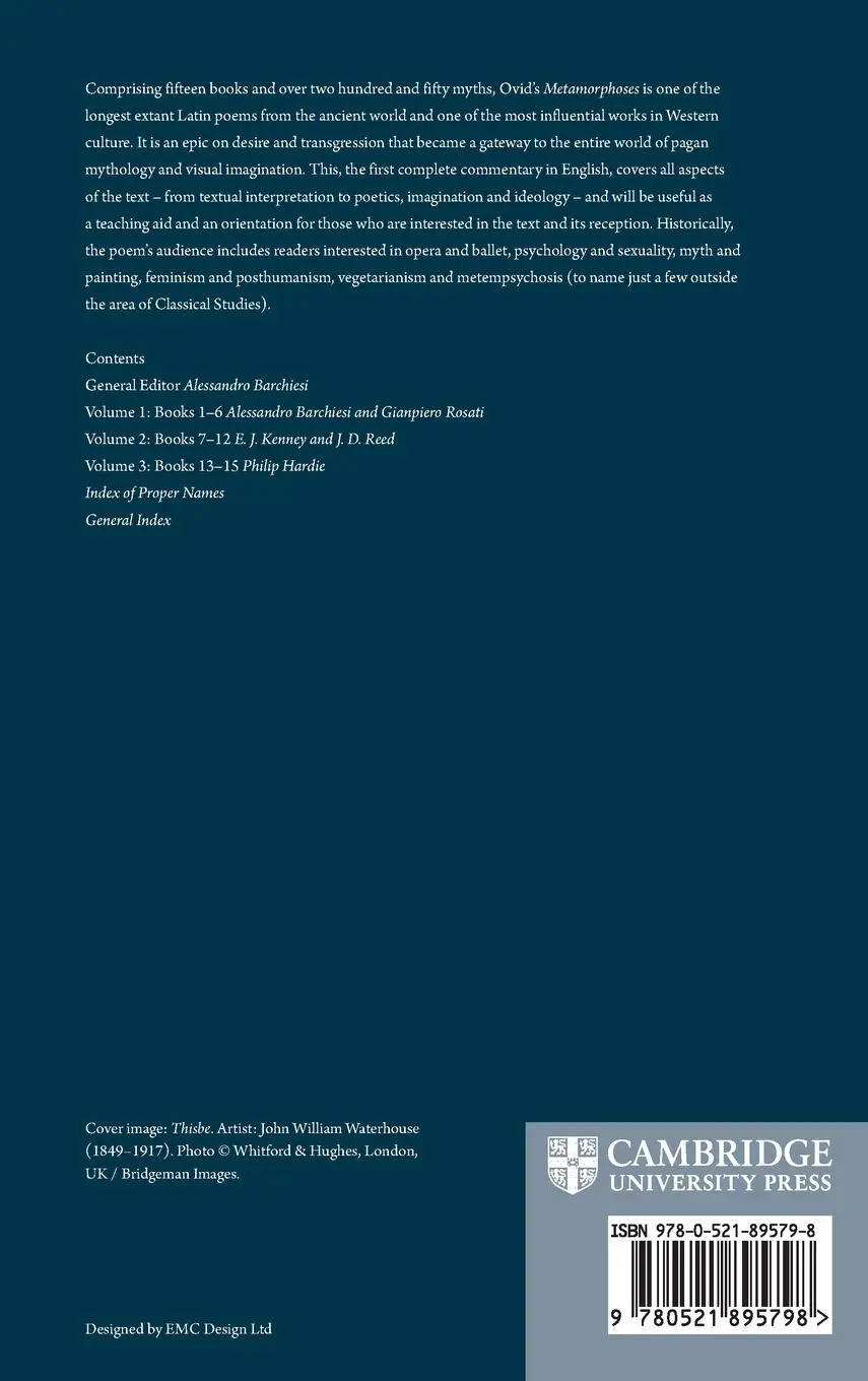 Rückseite: 9780521895798 | A Commentary on Ovid's Metamorphoses | Alessandro Barchiesi (u. a.)
