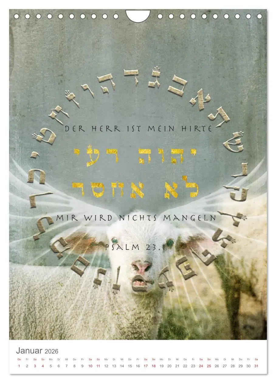 Bild: 9783516405798 | Psalmen Tehilim Hebräisch - Deutsch (Wandkalender 2026 DIN A4...