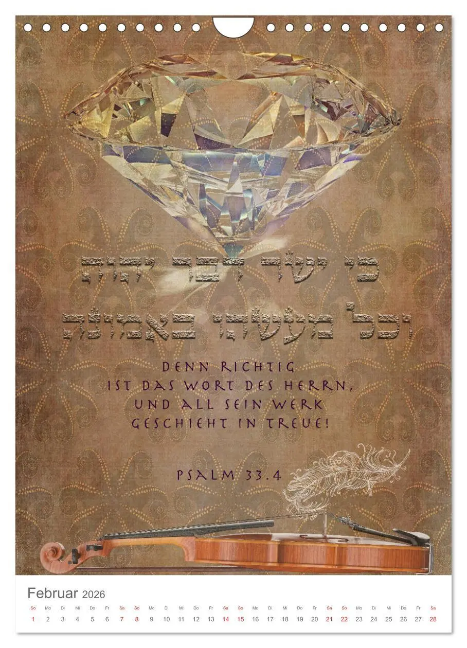 Bild: 9783516405798 | Psalmen Tehilim Hebräisch - Deutsch (Wandkalender 2026 DIN A4...