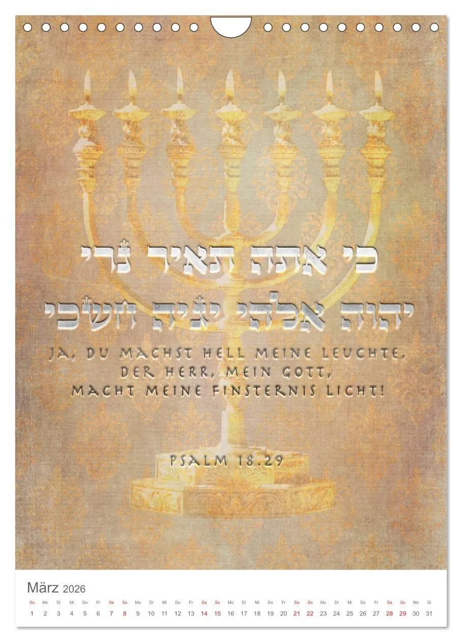 Bild: 9783516405798 | Psalmen Tehilim Hebräisch - Deutsch (Wandkalender 2026 DIN A4...