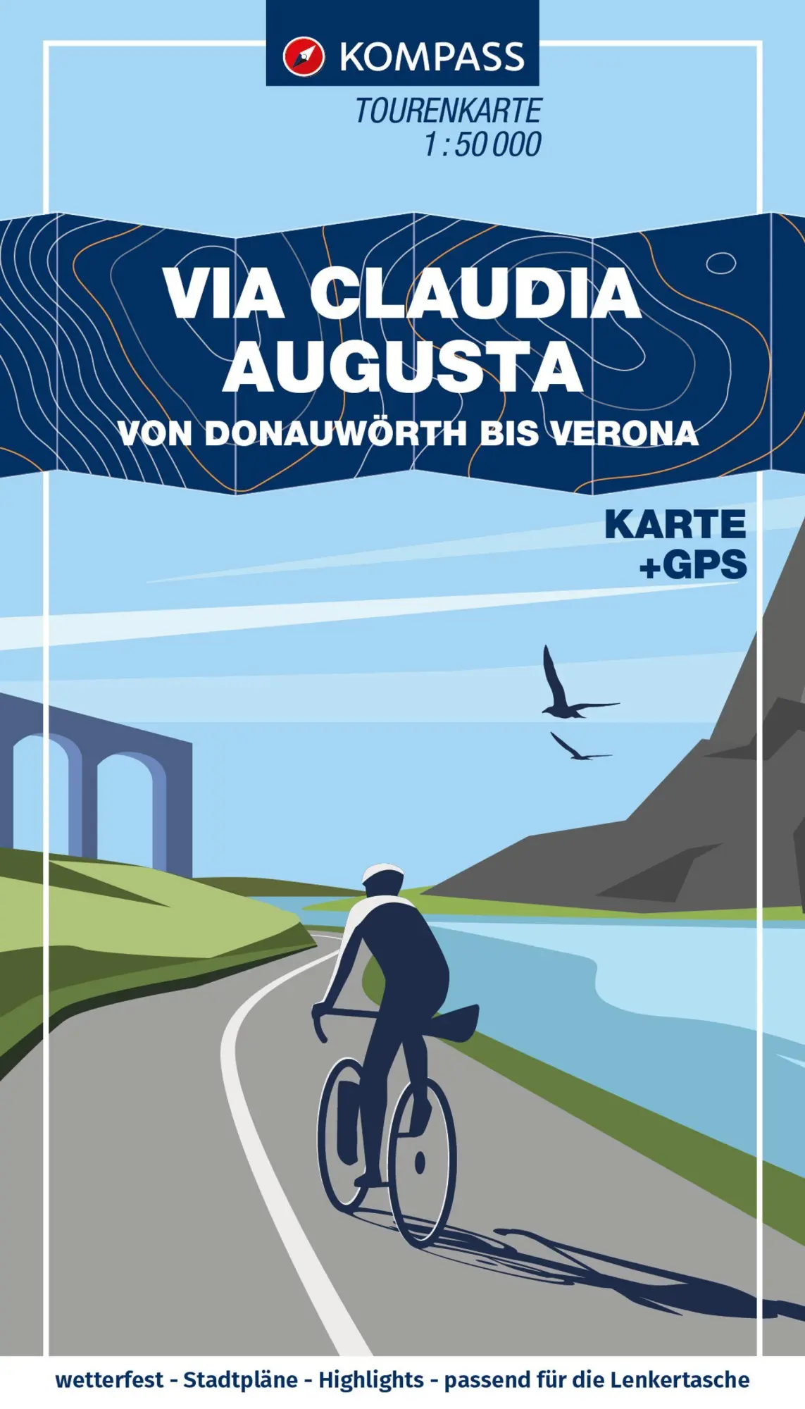 Cover: 9783991545798 | KOMPASS Fahrrad-Tourenkarte Via Claudia Augusta - von Donauwörth...