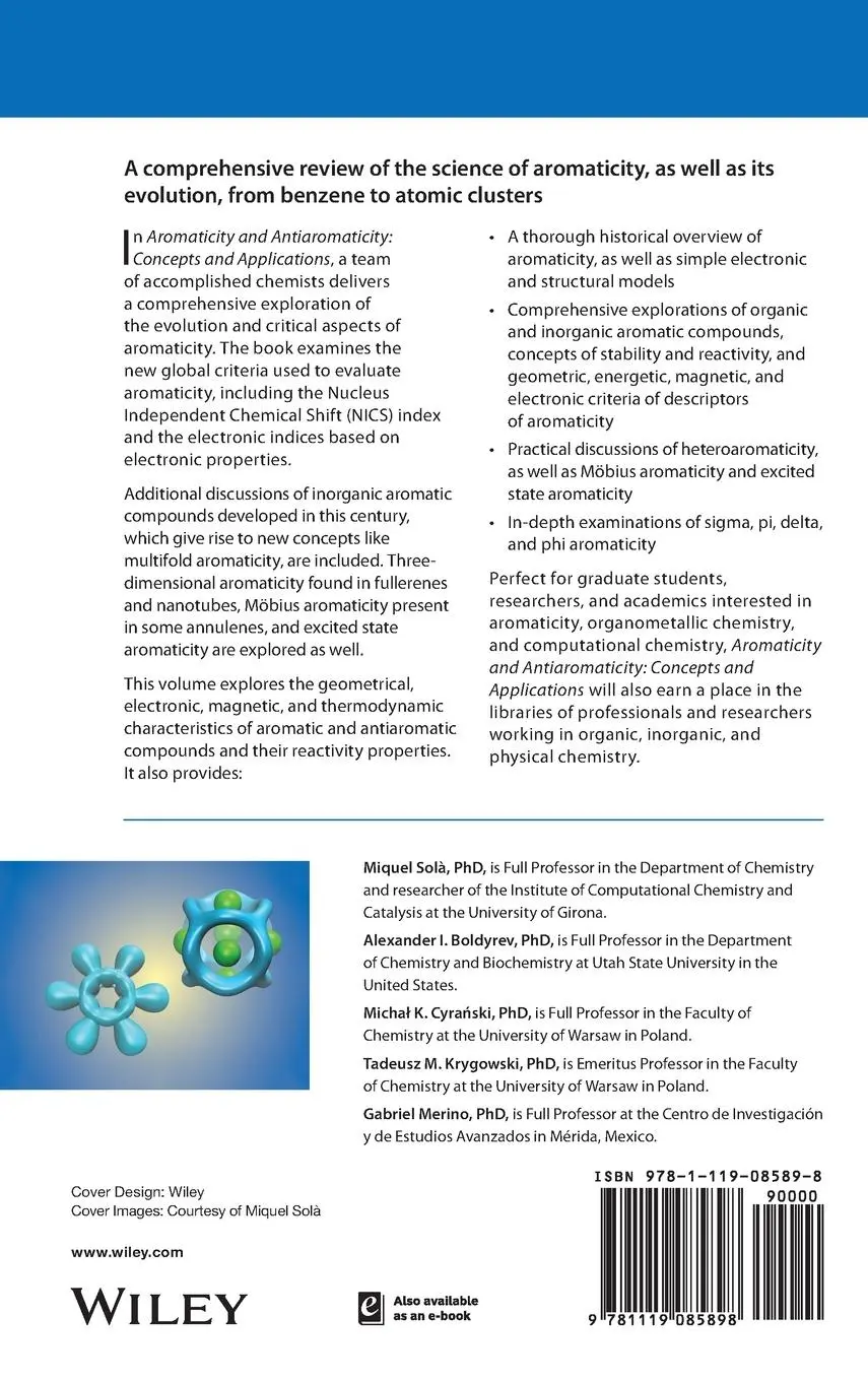 Rückseite: 9781119085898 | Aromaticity and Antiaromaticity | Concepts and Applications | Buch
