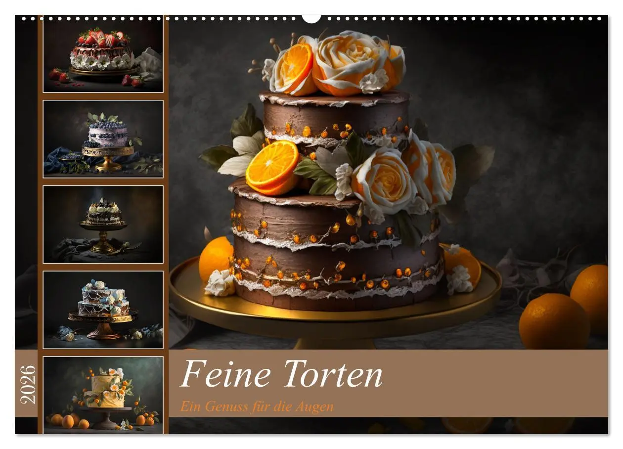 Cover: 9783457535998 | Feine Torten (Wandkalender 2026 DIN A2 quer), CALVENDO Monatskalender