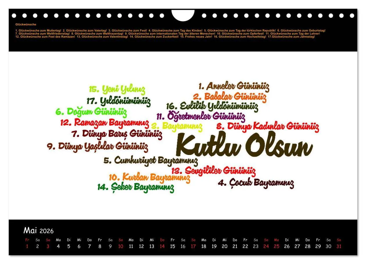Bild: 9783516005998 | Sprachkalender Türkisch-Deutsch (Wandkalender 2026 DIN A4 quer),...