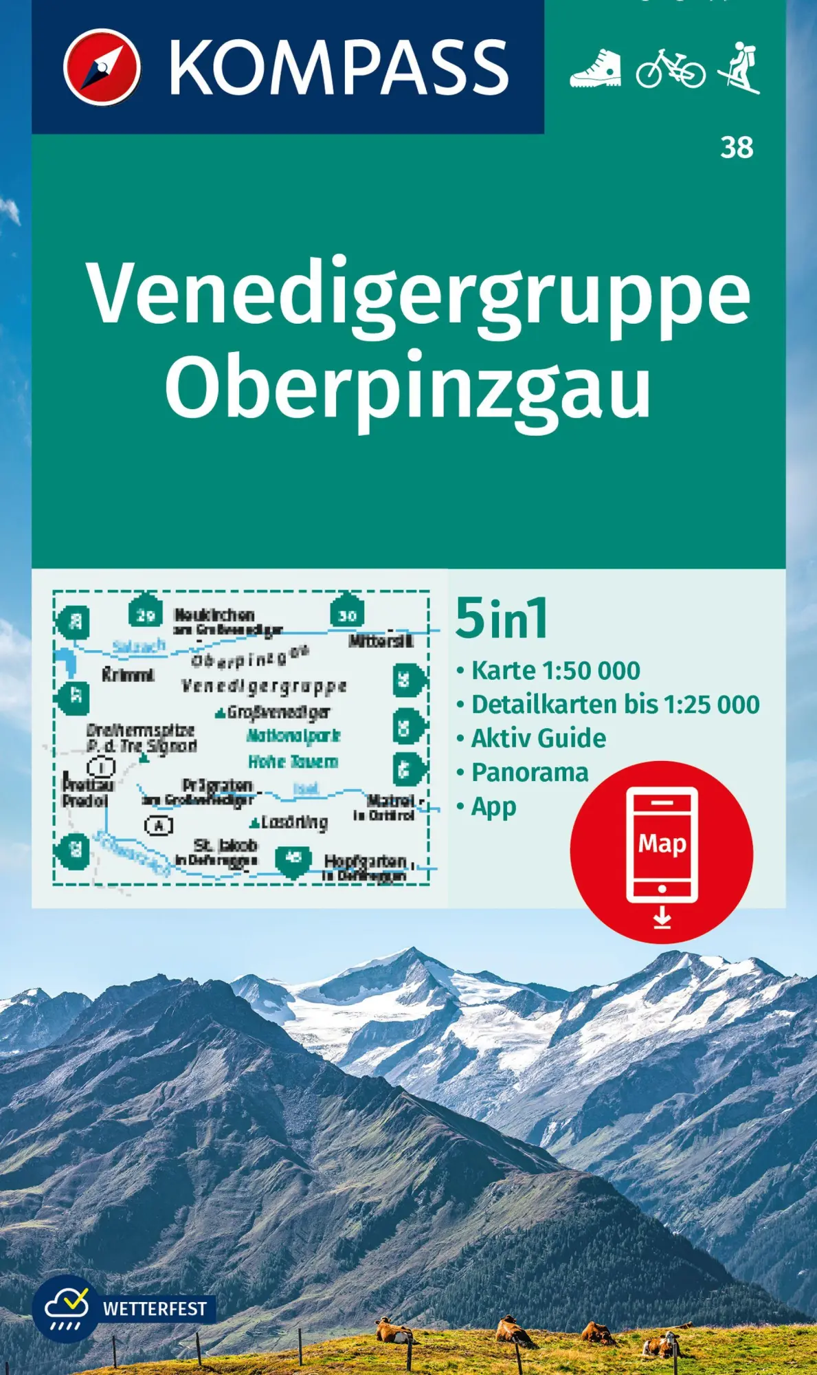 Cover: 9783991215998 | KOMPASS Wanderkarte 38 Venedigergruppe, Oberpinzgau 1:50.000 | Deutsch