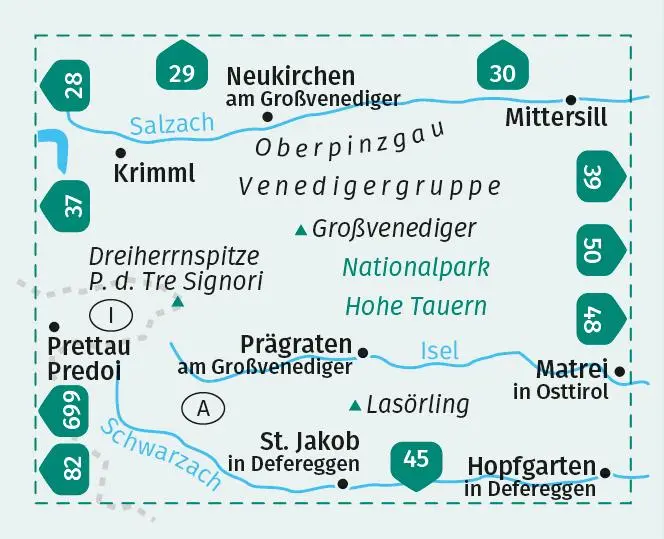 Bild: 9783991215998 | KOMPASS Wanderkarte 38 Venedigergruppe, Oberpinzgau 1:50.000 | Deutsch