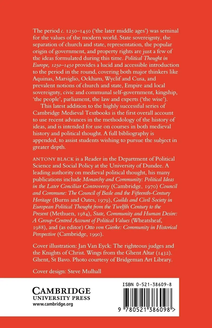Rückseite: 9780521386098 | Political Thought in Europe, 1250 1450 | Antony Black | Taschenbuch