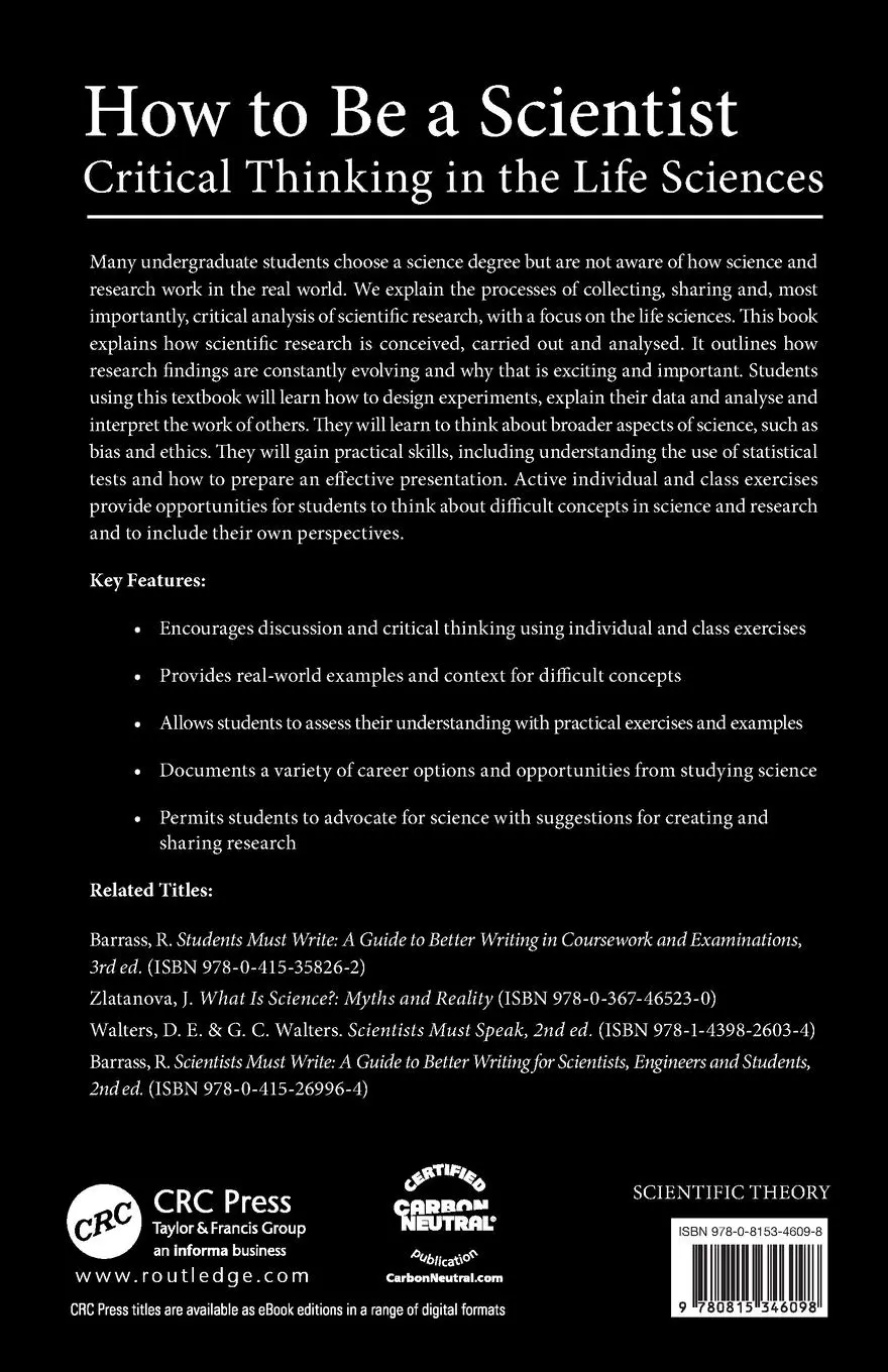 Rückseite: 9780815346098 | How to Be a Scientist | Critical Thinking in the Life Sciences | Buch