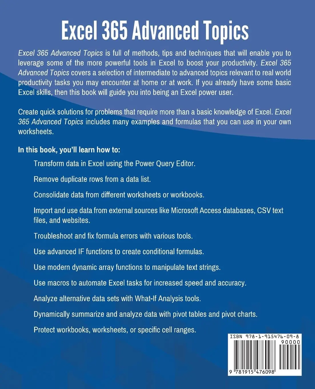 Rückseite: 9781915476098 | Excel 365 Advanced Topics | Nathan George | Taschenbuch | Englisch