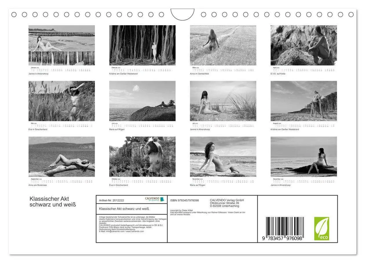 Bild: 9783457976098 | Klassischer Akt schwarz und weiß (Wandkalender 2026 DIN A4 quer),...