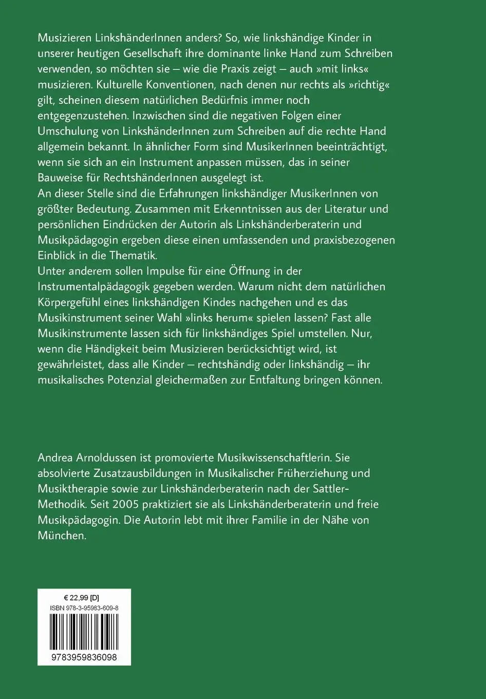 Rückseite: 9783959836098 | Händigkeit und Instrument | Wie machen Linkshänder Musik? | Buch