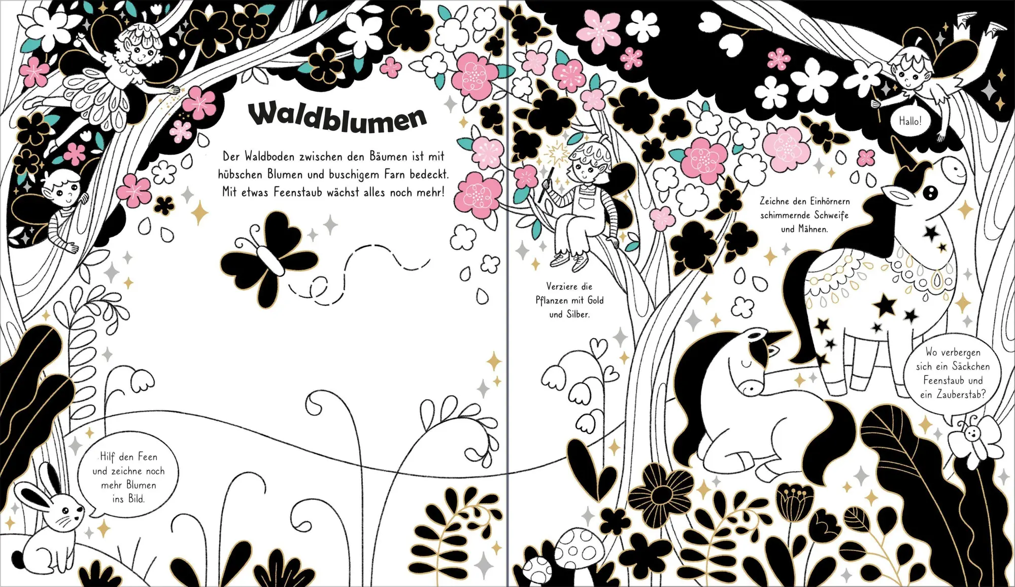 Bild: 9781035706198 | Gold- und Silber-Malbuch: Im Zauberwald | Rosie Dickins | Taschenbuch