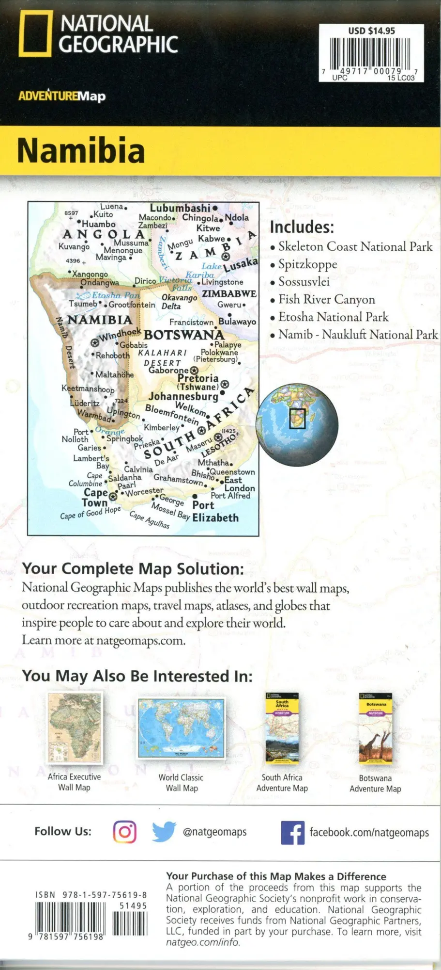 Bild: 9781597756198 | Touristische Karte Namibia 1:1 200 000 | Geographic National | 2015