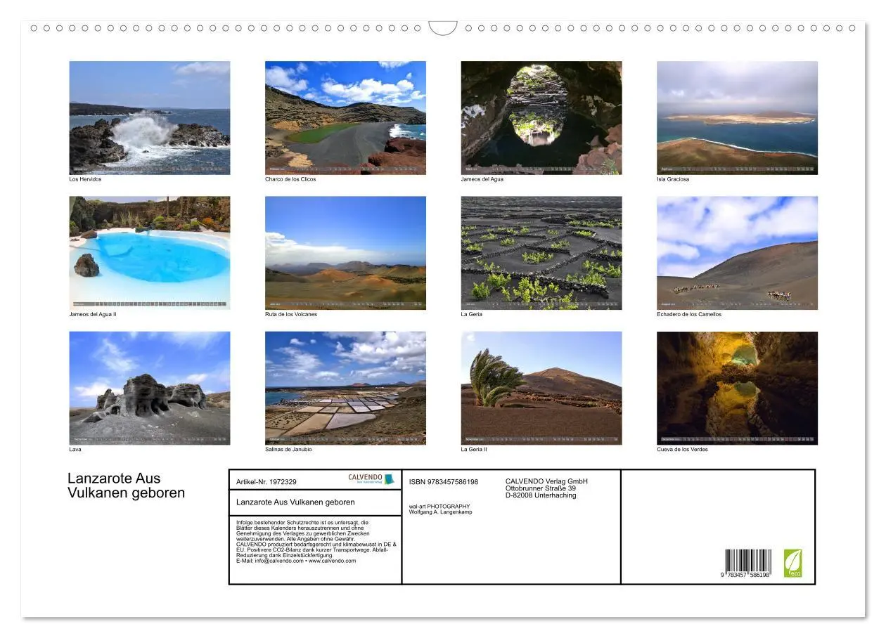 Bild: 9783457586198 | Lanzarote Aus Vulkanen geboren (Wandkalender 2026 DIN A2 quer),...