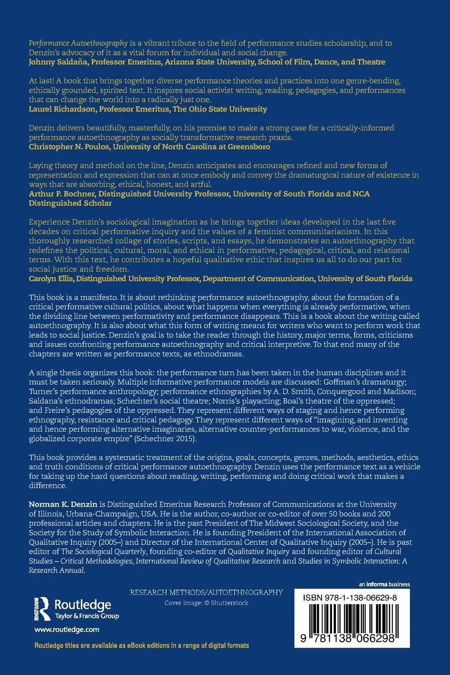 Rückseite: 9781138066298 | Performance Autoethnography | Norman K. Denzin | Taschenbuch | 2018