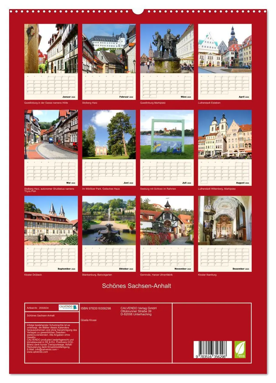 Bild: 9783516356298 | Schönes Sachsen-Anhalt (Wandkalender 2026 DIN A2 hoch), CALVENDO...