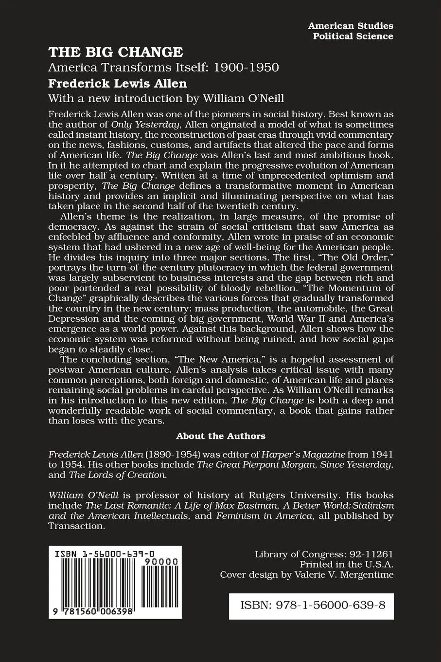 Rückseite: 9781560006398 | The Big Change | America Transforms Itself, 1900-50 | Allen | Buch