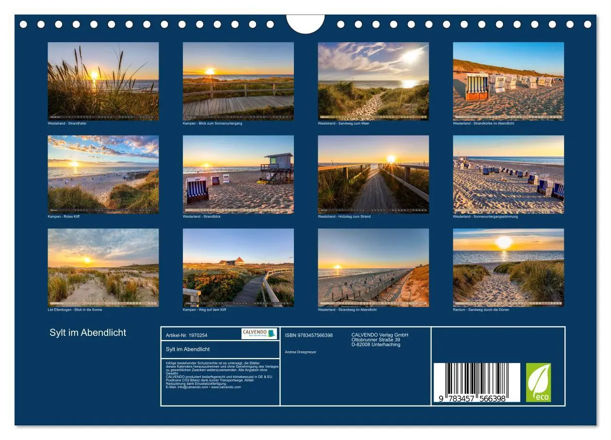 Bild: 9783457566398 | Sylt im Abendlicht (Wandkalender 2026 DIN A4 quer), CALVENDO...