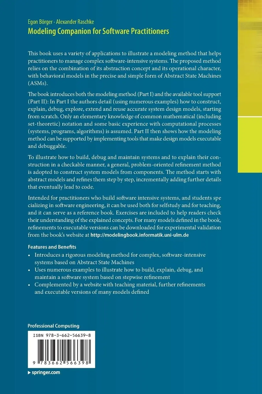 Rückseite: 9783662566398 | Modeling Companion for Software Practitioners | Egon Börger (u. a.)