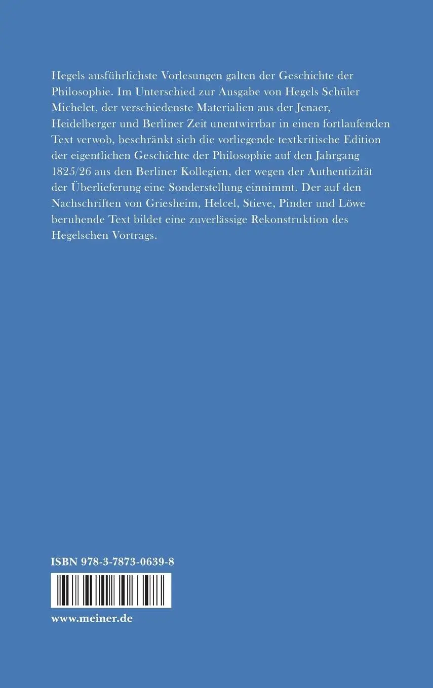 Rückseite: 9783787306398 | Vorlesungen. Ausgewählte Nachschriften und Manuskripte /...